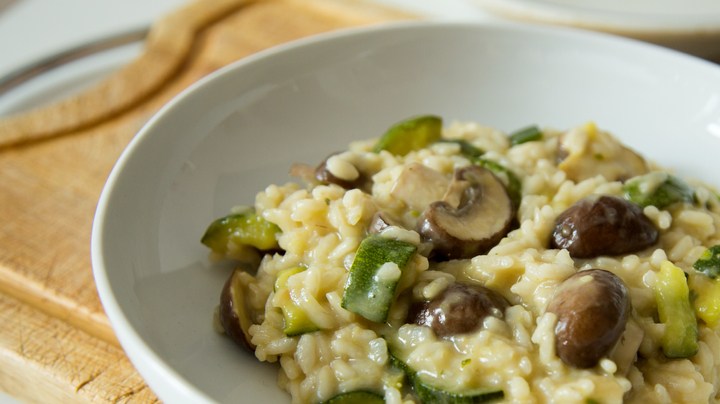 risotto de zuchini y hongos