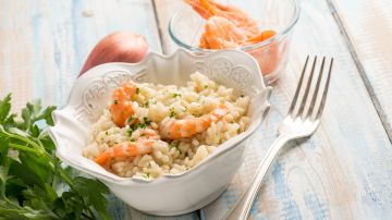 Risotto de camarones y coco