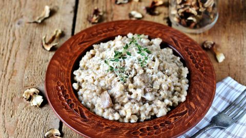 risotto de cebada y hongos