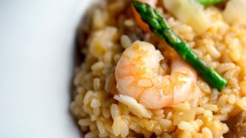 risotto de gambas y espárragos