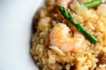 risotto de gambas y espárragos