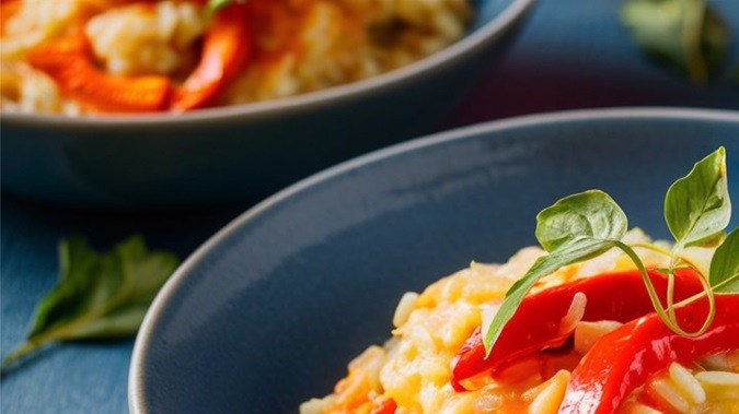 Risotto de pimientos asados