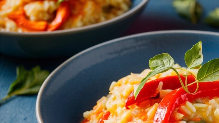 risotto de pimientos asados