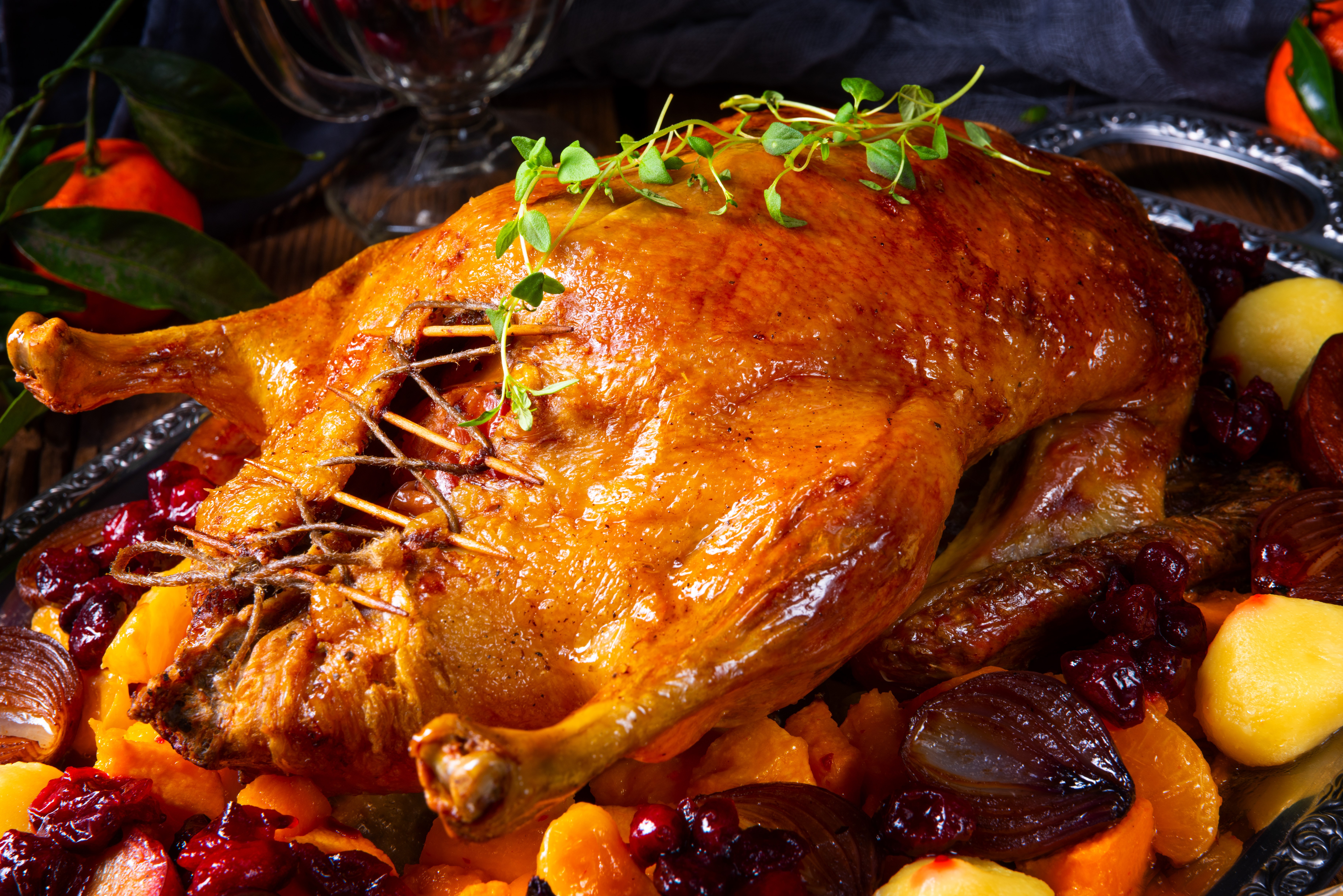 Receta de pavo relleno con batatas y nueces