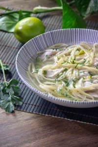 caldo de pollo con tallarines