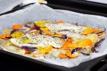 Halibut en papillote con verduras