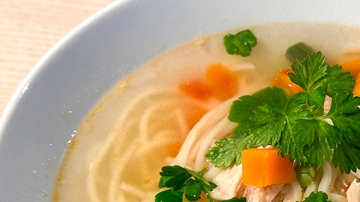 sopa de tallarines con pollo y verdura