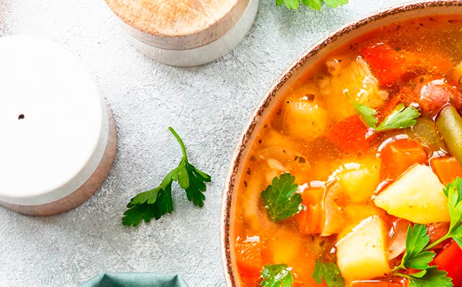 minestrone con salchicha ahumada