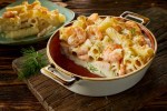 Rigatoni al horno con mariscos y bechamel