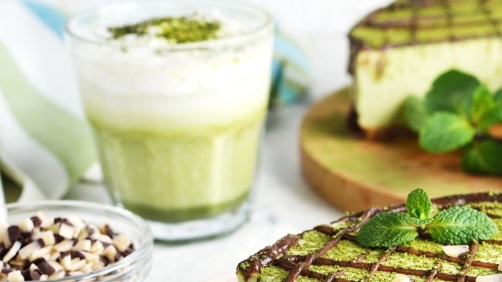 tarta de queso con matcha