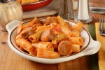 Rigatoni con Salchicha y Pimientos