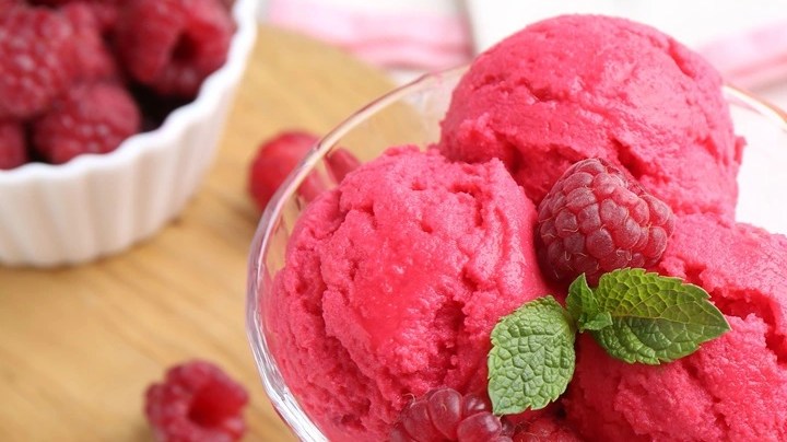 sorbete de frambuesas