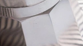 Palmera de chocolate negro sobre un plato blanco