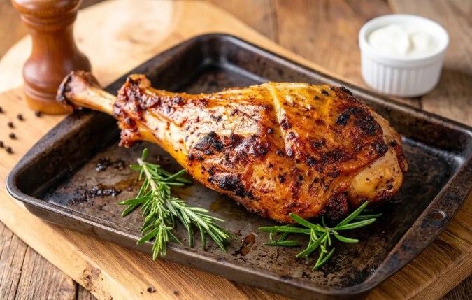 muslo de pavo al horno con hierbas