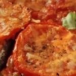 plato blanco con berenjenas a la toscana con ricotta