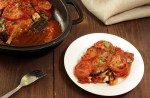 plato blanco con berenjenas a la toscana con ricotta