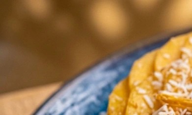 Cheesecake de coco y mango