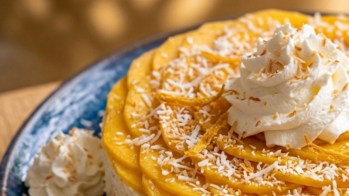 Cheesecake de coco y mango