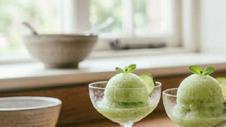 sorbete de pepino con menta