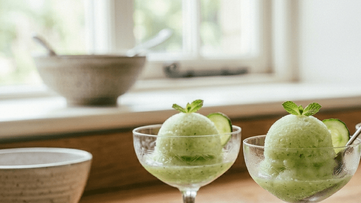 sorbete de pepino y menta