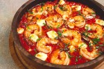 Saganaki de camarones