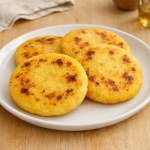 Arepa de calabaza en un plato blanco