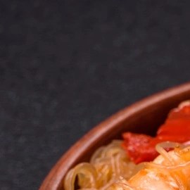 Fideos a la cazuela con camarones