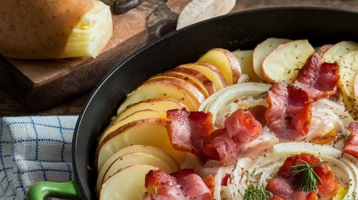 tartiflette de papa, tocino y queso